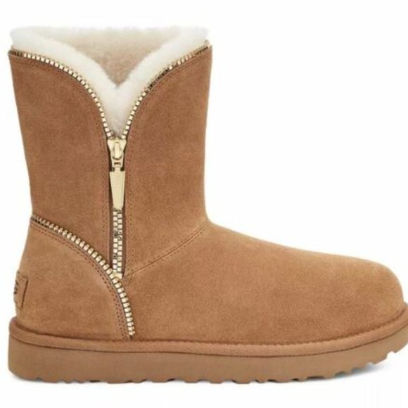 UGG Florence Women's Shearling Lined Cold Weather Boots Shoes Chestnut - Picture 4 of 7